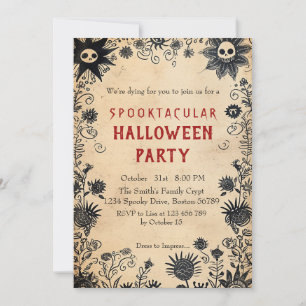 Convites Flores Spooky Festa de Halloween Spooky