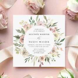 Convites Flores Sutis | Casamento Quadrado