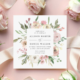 Convites Flores Sutis | Casamento Quadrado