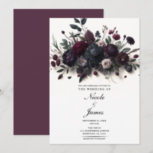 Convites Flores Temperamentais Elegante Floral de Casamento