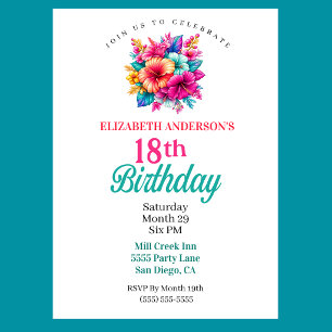 Convites Flores Tropicais Aniversário de 18 anos