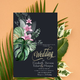Convites Flores Tropicais Casamento Escuro