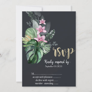 Convites Flores Tropicais Dark RSVP  