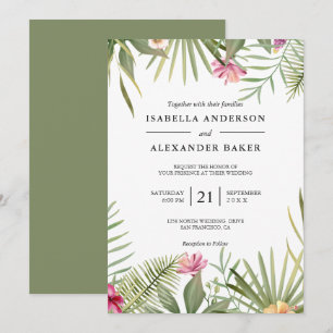 Convites Flores Tropicais E Casamento De Folhas