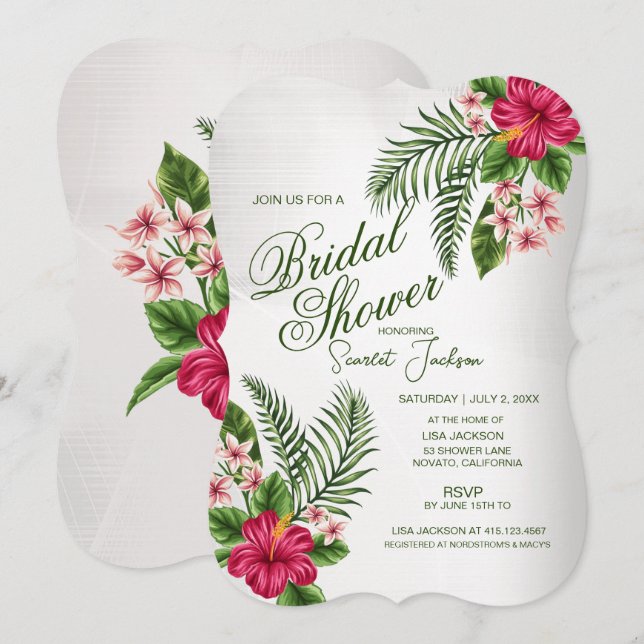 Convites Flores tropicais e Chá de panela de folhas (Frente/Verso)