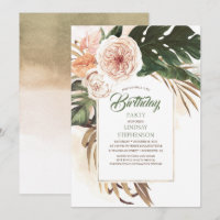Flores Tropicais e Folha de Palma Seca Aniversário