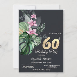 Convites Flores Tropicais Escuras 60º Aniversário