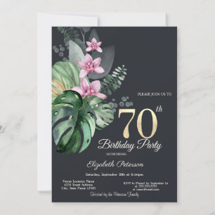 Convites Flores Tropicais Escuro 70º Aniversário