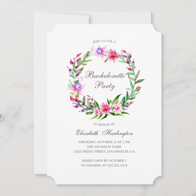 Convites Flores tropicais. Festa de solteira de destino (Frente)