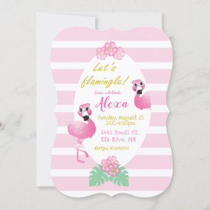 Convites Flores Tropicais Flamingo Comemoram Flamingle Pink