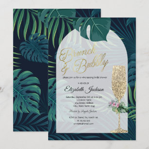 Convites Flores Tropicais Folhas de Palmeira Taça de Champa