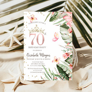 Convites Flores Tropicais Folhas Diamantes 70º Aniversário