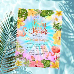 Convites Flores Tropicais Folhas Flamingos  Chá de Bebê 