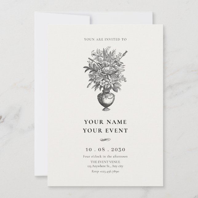 Convites Flores venenosas em vaso antigo (Frente)