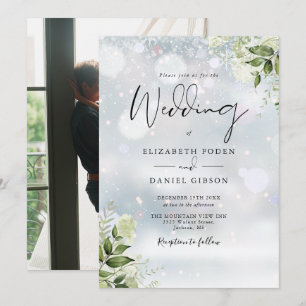 Convites Flores Verdejantes Flocos de Neve Foto Casamento d