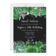 Flores Verdes e Prata Elegantes Sweet Sixteen