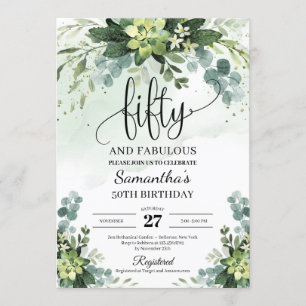 Convites Flores verdes succultas fazem 50 anos