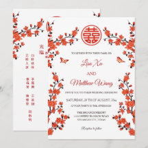 Flores Vermelhas Bilíngues | Casamento Chinês