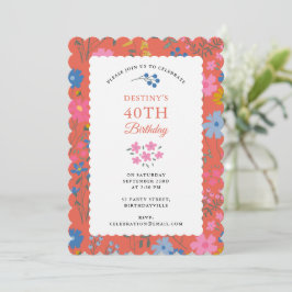 Convites Flores Vermelhas Boho de Flores Silvestres Anivers