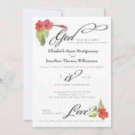 Convites Flores Vermelhas Deus é Amor Caligrafia Religião