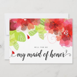 Convites Flores vermelhas etéreas você será minha madrinha 