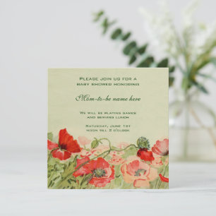 Convites Flores Vermelhas Flores Chá de fraldas Floral