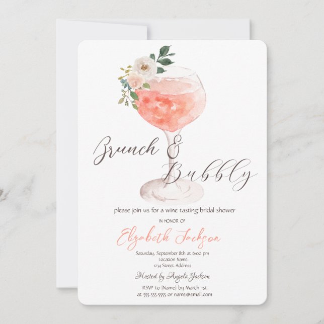 Convites Flores Vinho Brunch & Espumante (Frente)