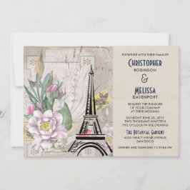 Convites Flores Vintage, Torre Eiffel e Casamento Burlap