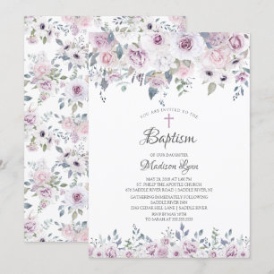 Convites Flores Violetas De Cana-De-Água Batismo