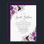 Convites Flores Violetas Roxas De Aquarelas Doce 16<br><div class="desc">Flores Violetas Roxas de Aquarelas Doce 16 Convites de festas Ver coleção correspondente em Niche e Nest Store</div>