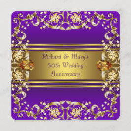 Convites Flores Vitorianas Roxas e Douradas 50º Aniversário
