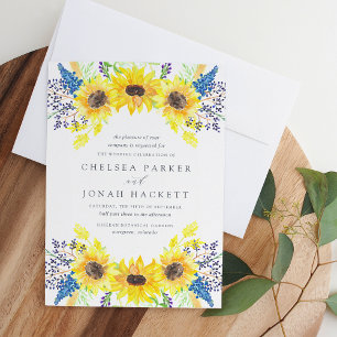 Convites Flores Watercolor Sunflower Wedding