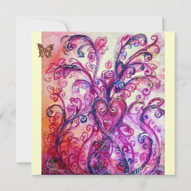 Convites FLORESCÊNCIAS CAPRICHOSAS vermelho rosa roxo marfi (Frente)