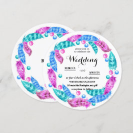 Convites Florescent boho wreath, elegância de cores vivas