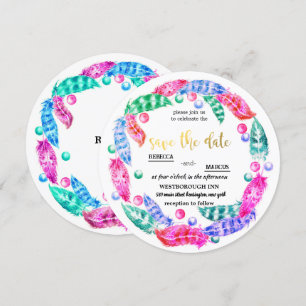 Convites Florescent boho wreath, elegância de cores vivas i