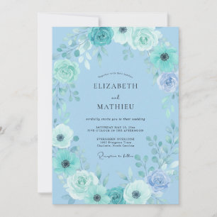 Convites Florescer Casamento Flor Azul Céu