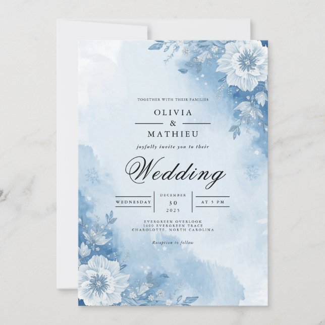 Convites Florescer de Flor de Gelo Casamento (Frente)
