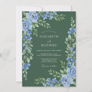 Convites Florescer em Pó Azul Casamento