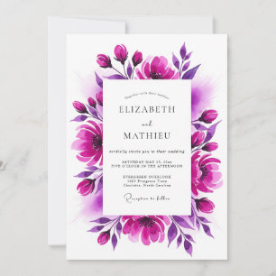 Convites Florescimento Artístico de Casamento Magenta