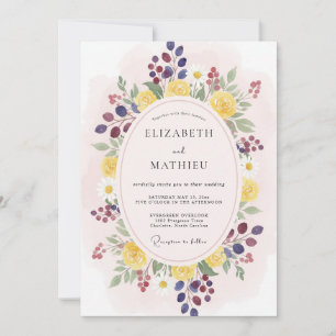 Convites Florescimento Botânico Amarelo Berries Casamento