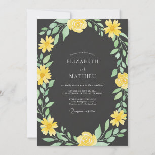 Convites Florescimento Botânico Verde Amarelo Casamento