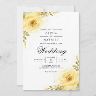 Convites Florescimento de Acento Floral Dourado Casamento