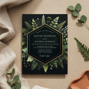 Convites Florescimento de Casamento Floresta Profunda Verde
