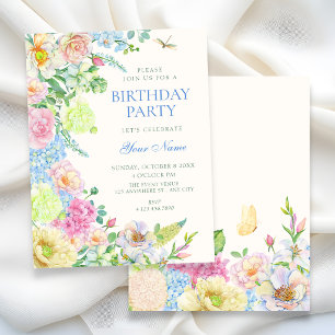 Convites Florescimento floral estético de aniversário