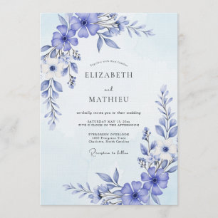 Convites Florescimento Pintado de Periwinkle Casamento