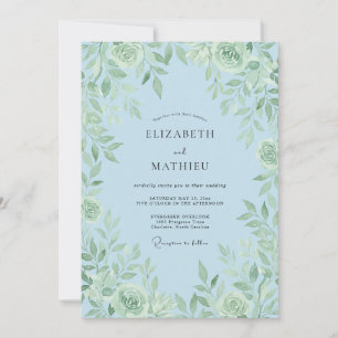 Convites Florescimento Verde Azul Céu Casamento