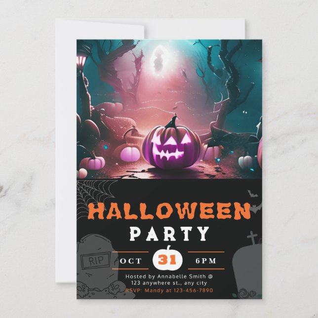 Convites Floresta Assustadora de Jack-O' Lantern no Hallowe (Frente)