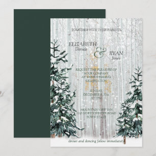 Convites Floresta Branca de Casamento no inverno Pinheiros