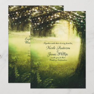 Convites Floresta com Luz Brilhante e Luzinhas de Corda Cas