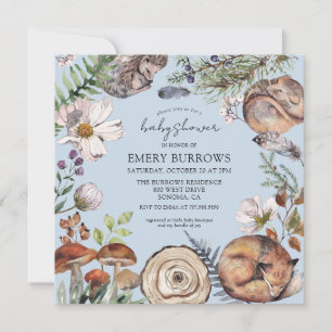 Convites Floresta Cura Floresta Cura Chá de fraldas Azul